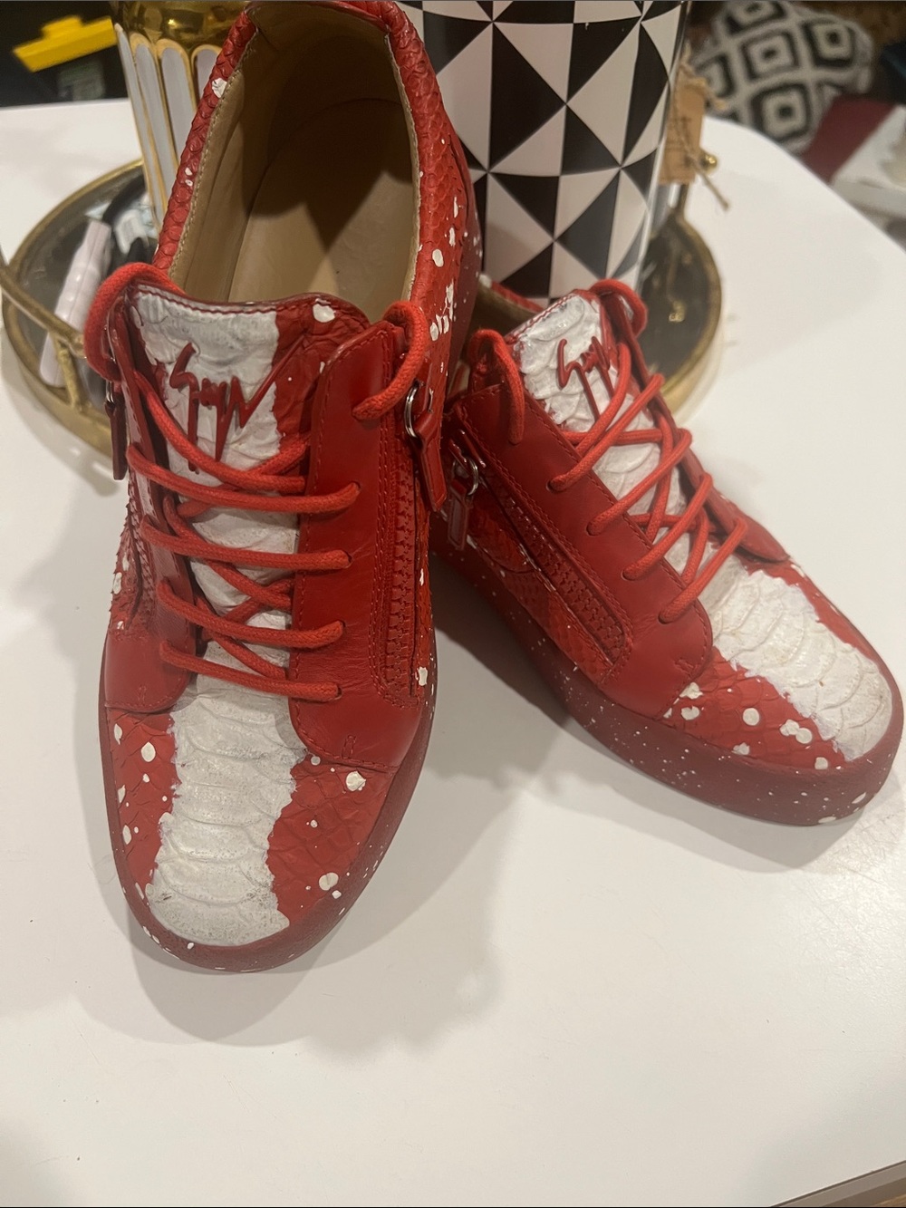 Giuseppe Zanotti snake leather low trainers